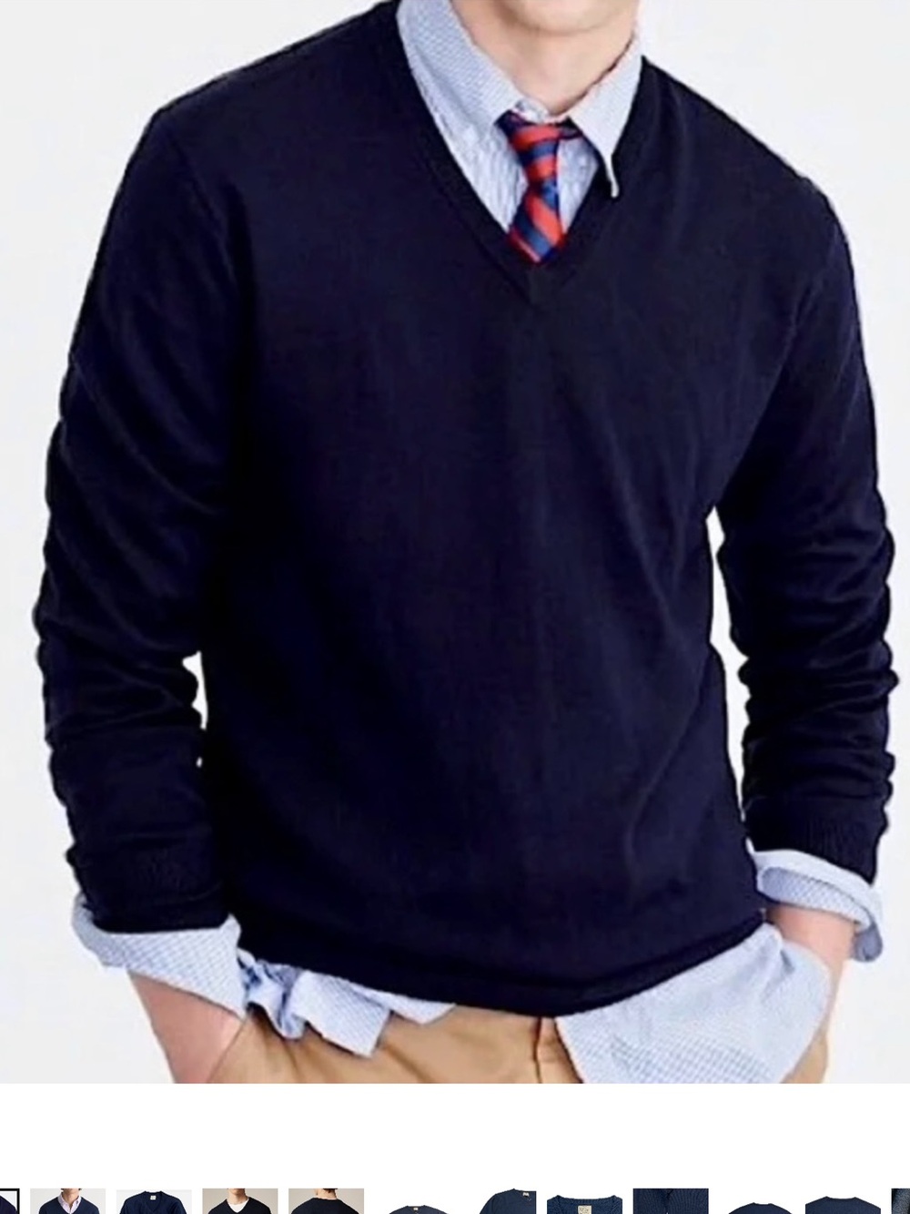 J. Crew 100% merino wool V-neck sweater Dark blue Size XXL